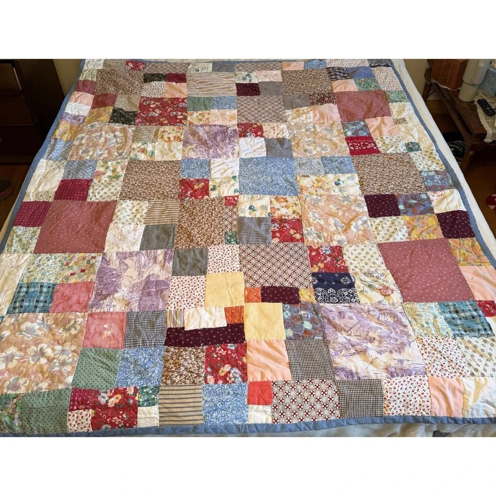 Vintage Scrappy Patchwork Quilt Full 57X68 Heavyweight